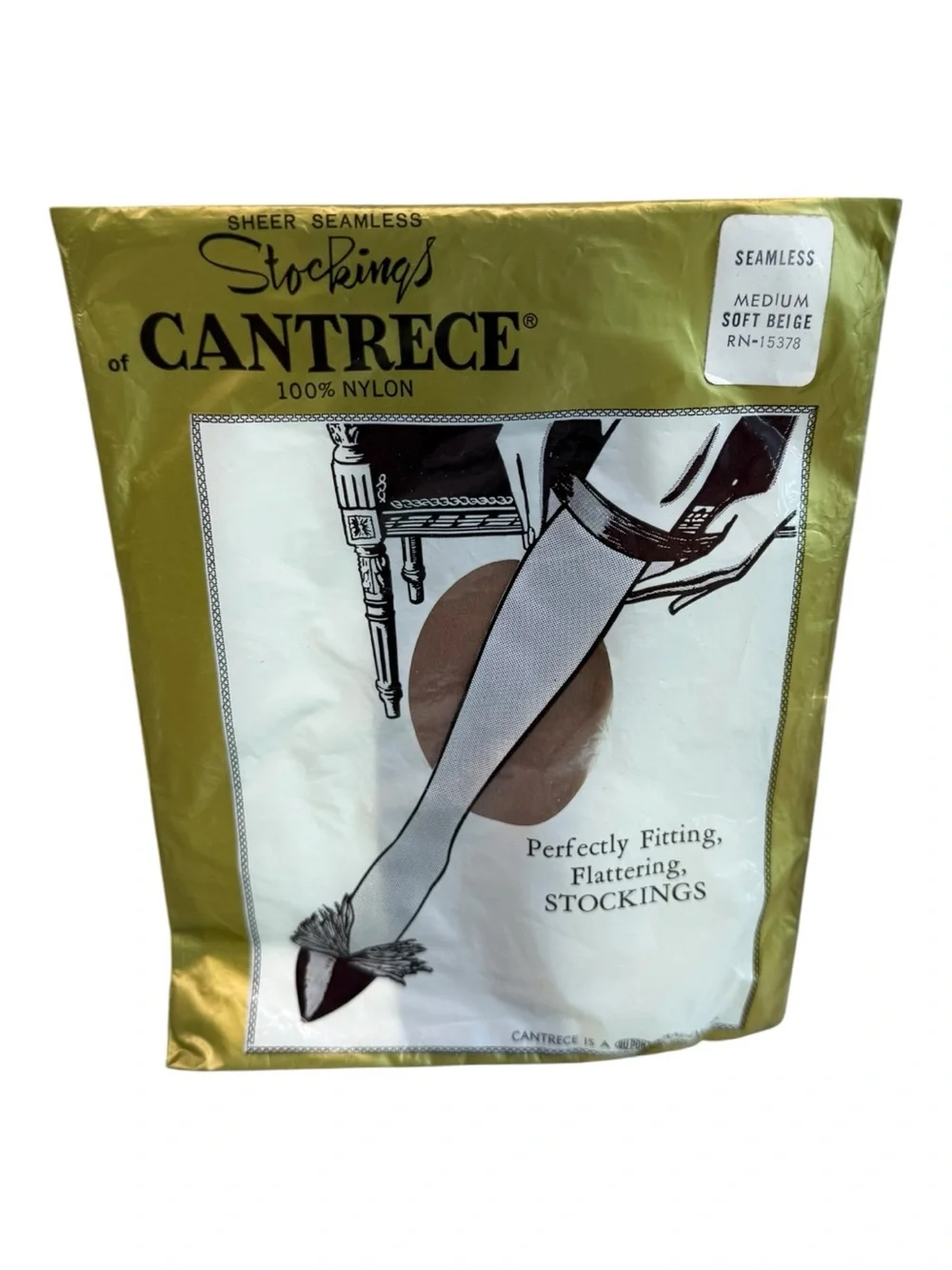 Vintage Beauty Pak Dramatic Cantrece Seamless Stockings Matte Finish M Beige